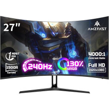 Amzfast 27 Inch Gaming Monitor, FHD 1080p 240Hz Curved Monitor