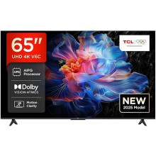 TCL 65V6C-UK 65" 4K Ultra HD, HDR TV, Smart TV Powered by Google TV ,Voice Control, 2025 New Model