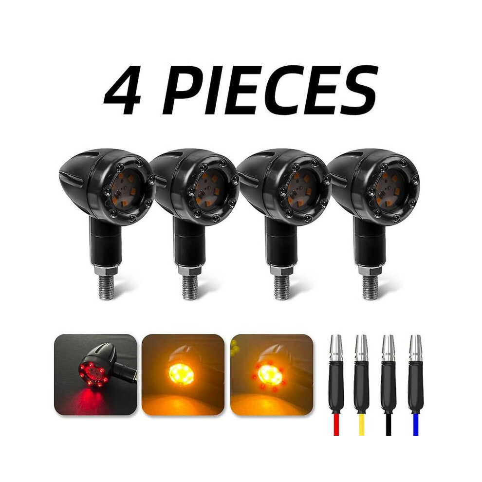 (4PCS) 2/4Pcs Motorcycle Bike Turn Signal Lights Indicators Mini Bullet Led Amber Warning Lamp Blinker Light For Harley Honda Suzuki 12V Universal