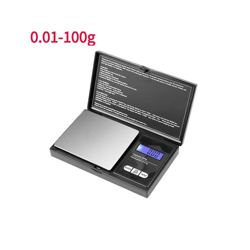 (0.01-100g) Mini Jewelry Scales High Precision Electronic Scale Stainless Steel Weight Gram LCD Blue Backlight Portable Pocket Scale Gold Food Balance