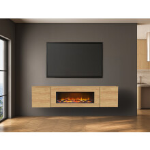 Acantha Orion Electric Floating Media Wall Suite in Oak, 91 Inch