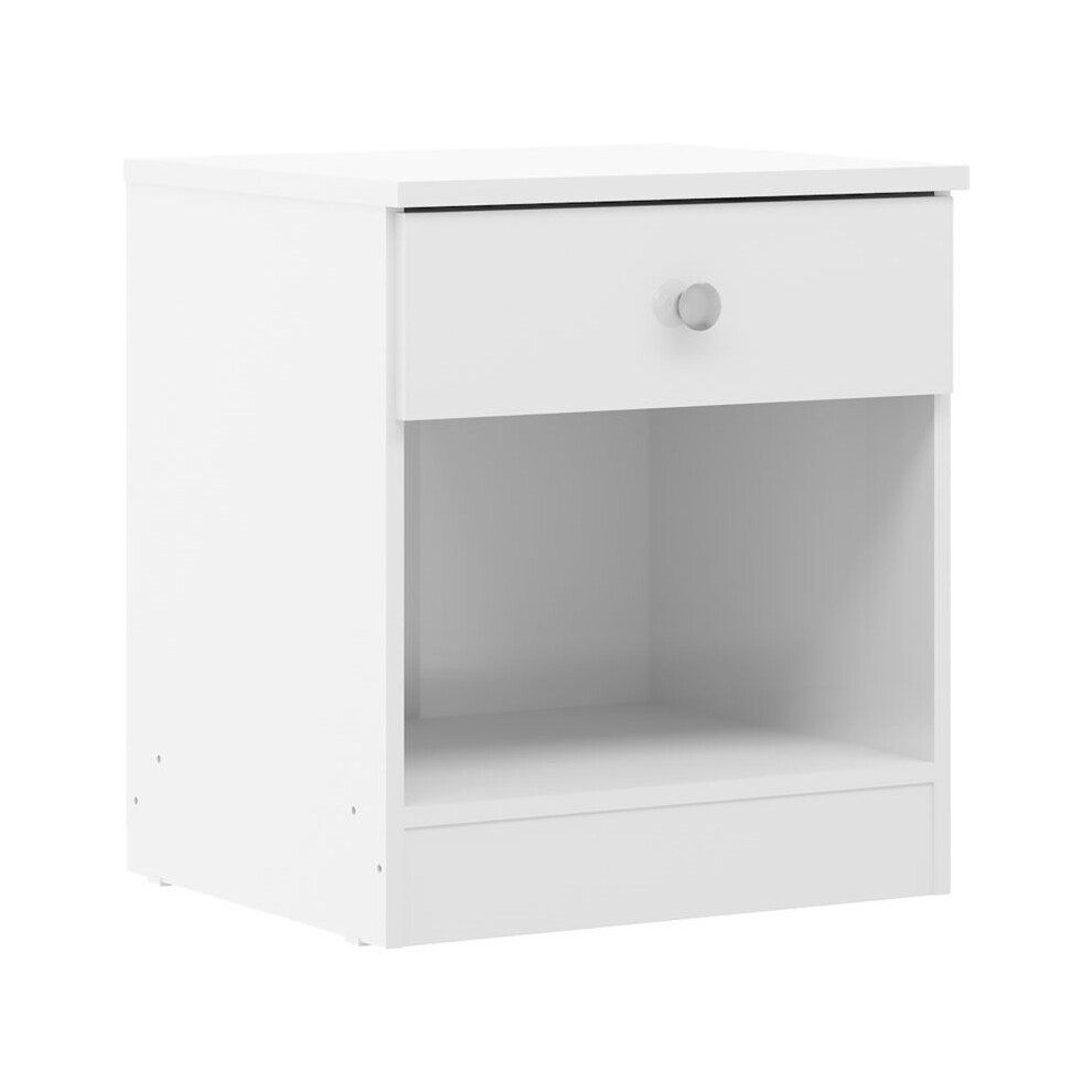 Modern Bedside Table Denver 1 Drawer With 1 Shelf White Gloss