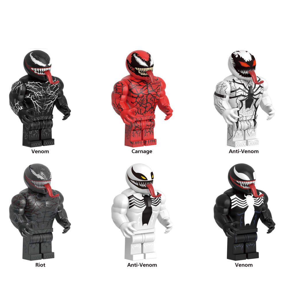 Bonxaif (6Pcs) 10Pcs Avengers Venom Riot Carnage Anti-Venom Horse Minifigure Building Blocks Kids Toys Fit Lego