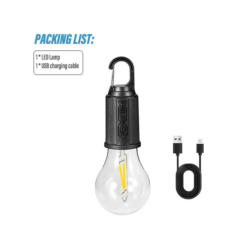 (T01) LED Camping Light Retro Hanglamp Type-C USB Rechargeable Waterproof 400mAh 100LM Tent Light with Hook 3 Modes Outdoor Lighting