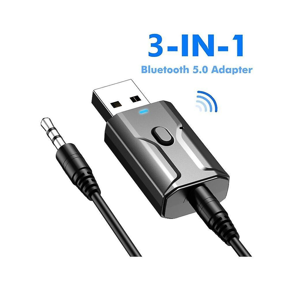 4 In 1 USB Bluetooth 5.0 Dongle Adapter Receiver Transmitter HiFi Stereo Wireless Audio Adapter USB 3.5mm Jack 3.5mm Aux for PC Desktops Headphones