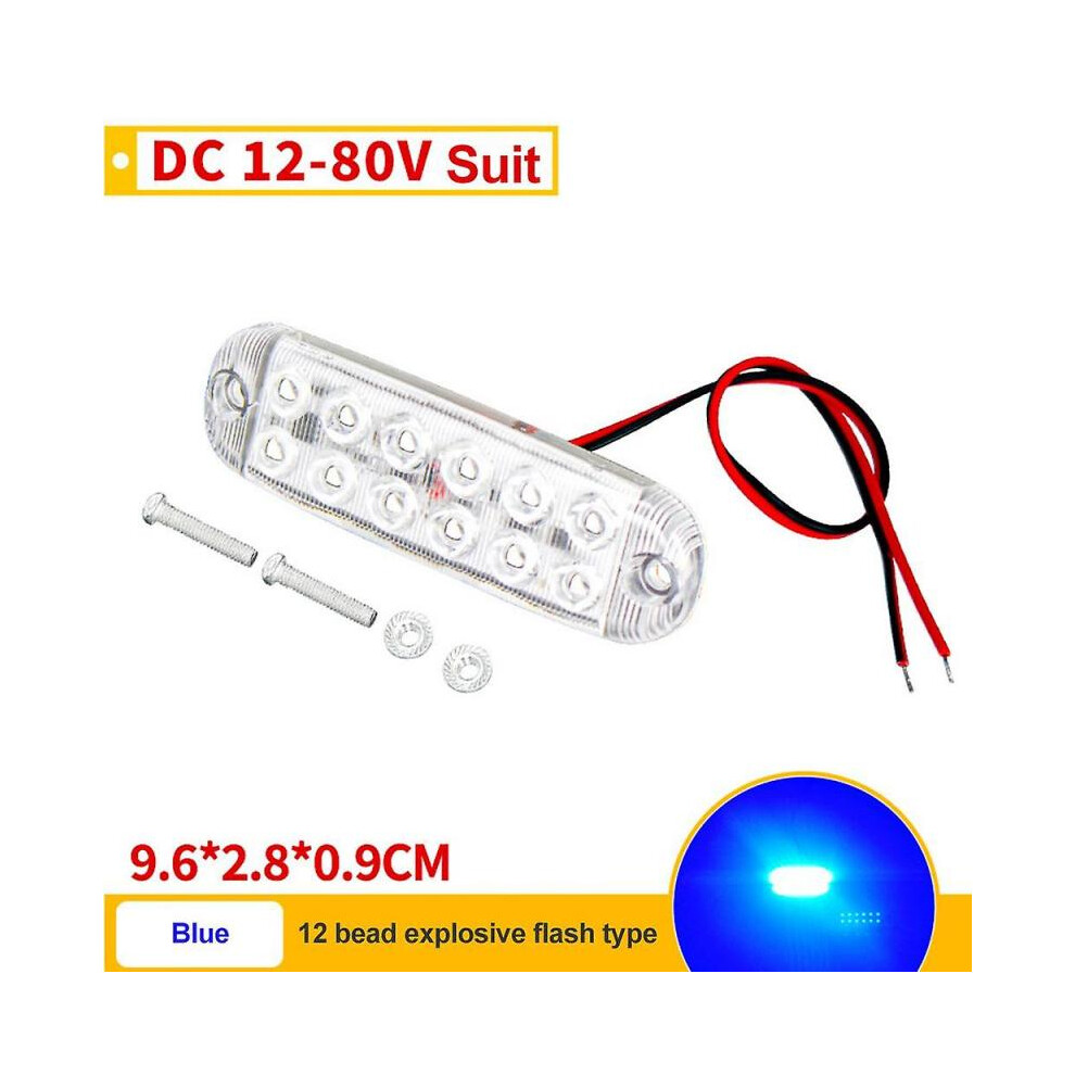 (1PCS, blue) 12V 24V 12smd Car LED Strobe Warning Light Emergency Flasher Waterproof Led Signal Lights Grille Flashing LightBar Truck Trailer RV Beacon Lamp