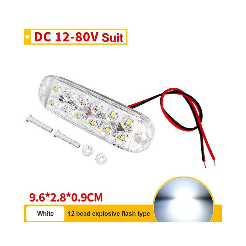 (1PCS, white) 12V 24V 12smd Car LED Strobe Warning Light Emergency Flasher Waterproof Led Signal Lights Grille Flashing LightBar Truck Trailer RV Beacon Lamp