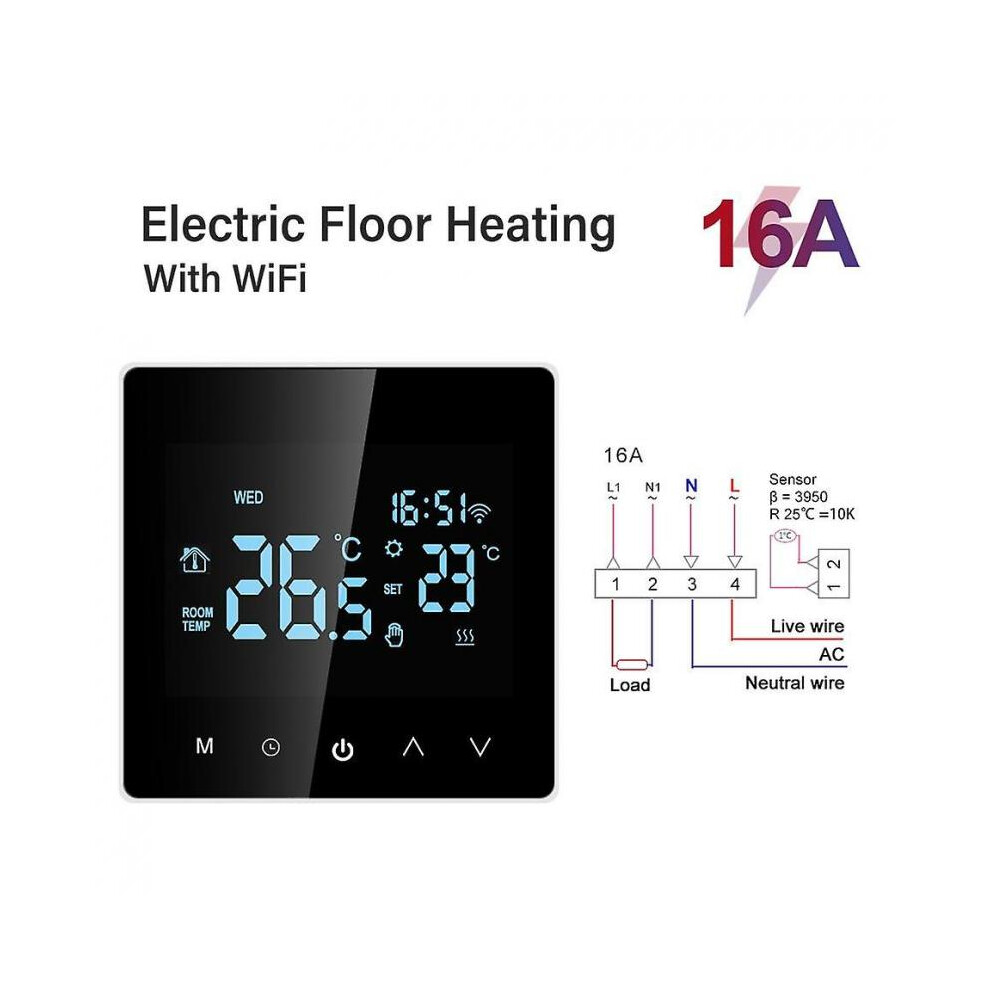 (Support WIFI) WiFi Thermostat Tuya Smart Life Touch Screen Electric Floor Heating Gas Boiler Fireplace Temperature Controller Thermostats Alexa Voice App Control