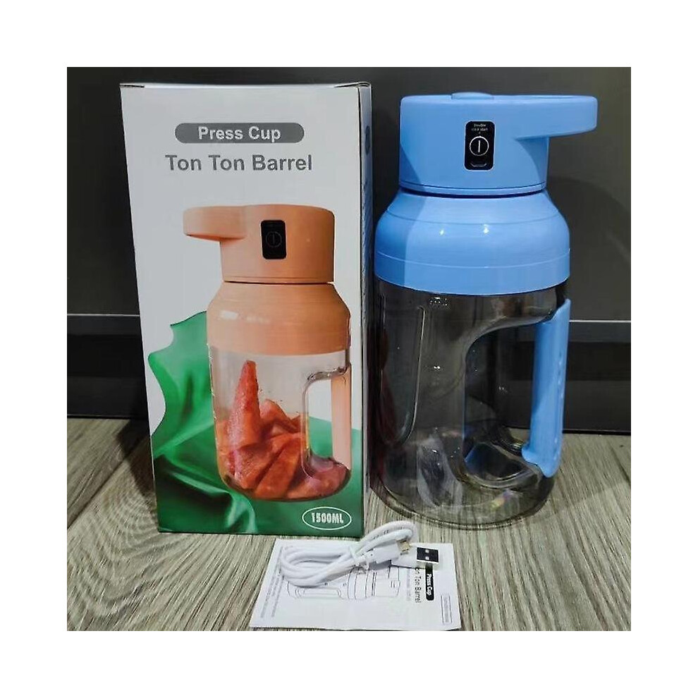 (blue) 1500ml Portable Electric Juicer Blender Fruit Juicer Cup 8 Blades Multifunction Usb Fruit Mixers Juicers Food Milkshake Juice Maker