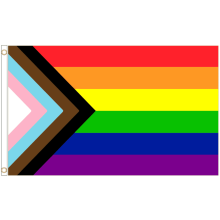 (5' x 3' - 150cm x 90cm) Progress Pride  Rainbow LGBTQ+ Polyester Flag