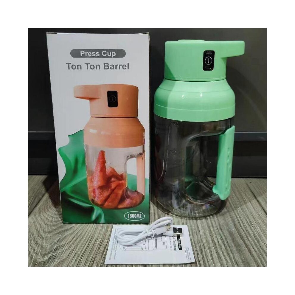 (green) 1500ml Portable Electric Juicer Blender Fruit Juicer Cup 8 Blades Multifunction Usb Fruit Mixers Juicers Food Milkshake Juice Maker