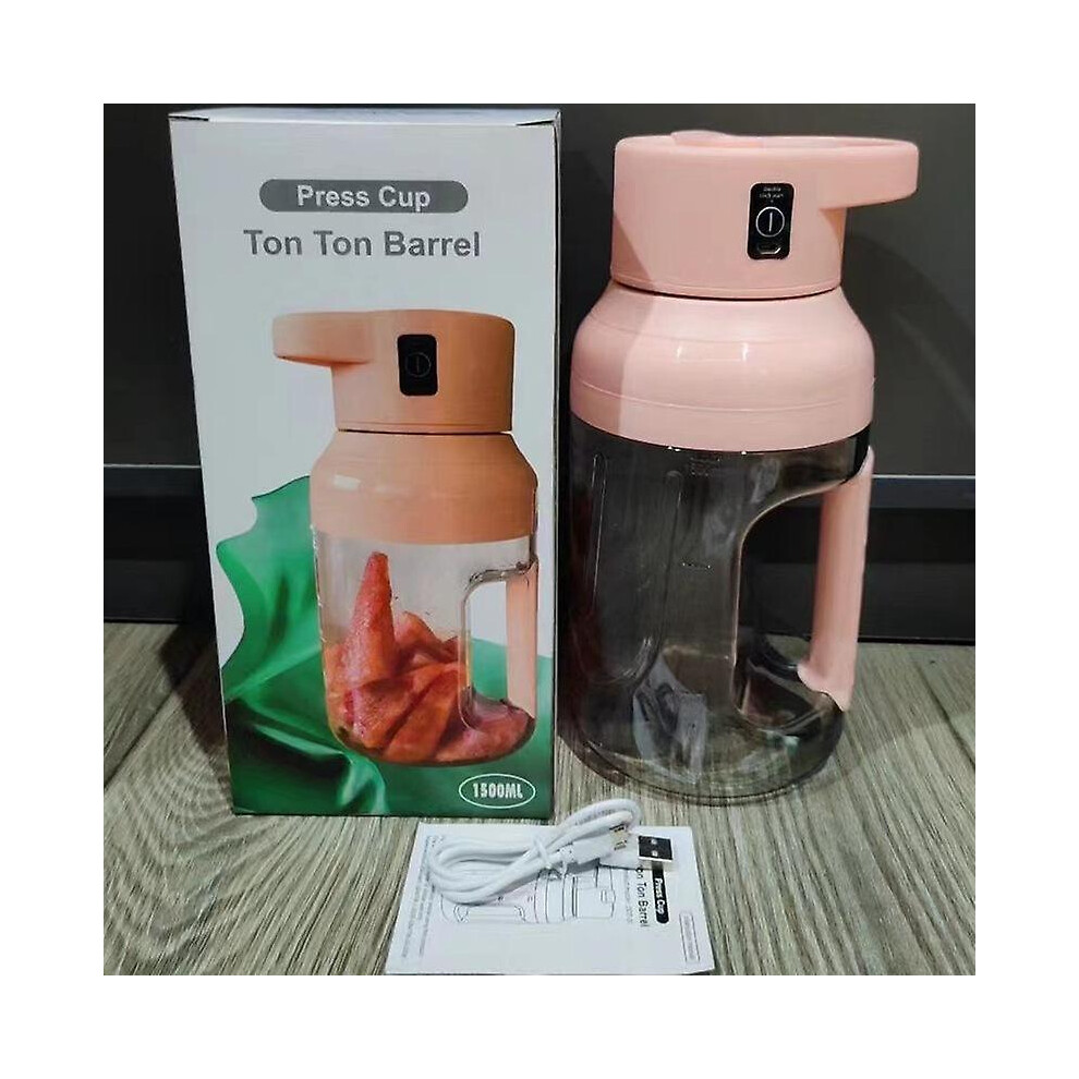 (pink) 1500ml Portable Electric Juicer Blender Fruit Juicer Cup 8 Blades Multifunction Usb Fruit Mixers Juicers Food Milkshake Juice Maker