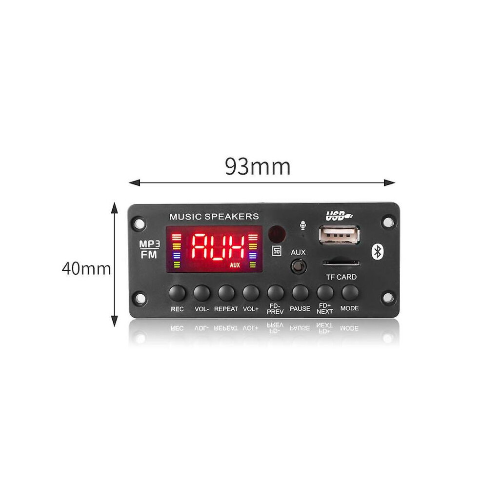 12V MP3 WMA Decoder Board Bluetooth 5.0 Car MP3 Player USB Recording Module FM AUX Radio for car Speaker Hands-Free Audio Amplifier