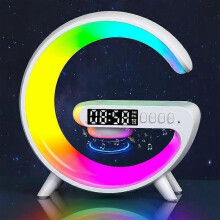 15W Wireless Fast Charging Dock Station Bluetooth Speaker Alarm Clock Desk Lamp RGB Colorful Light Charger for Smartphone