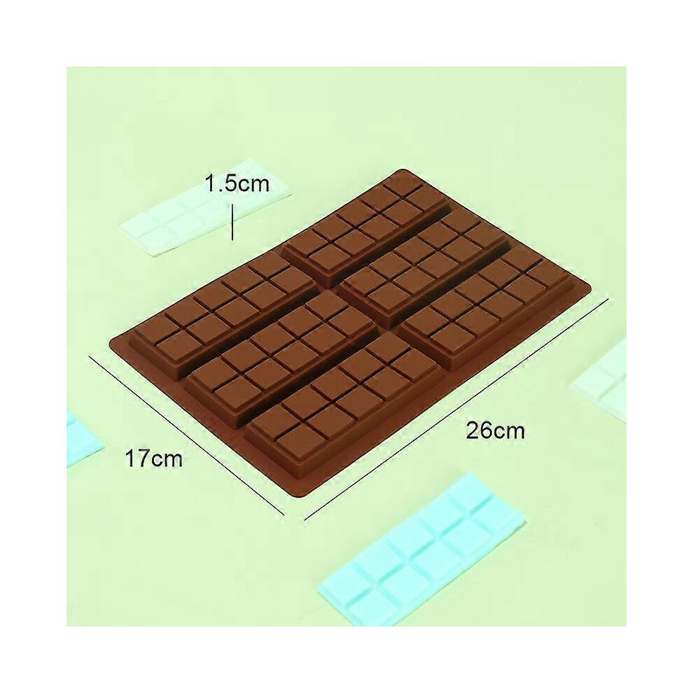 (Type 2) Chocolate Bar Molds Silicone Bars Break Apart Wax Melt Mould Easy Release Rectangle Durable for Protein and Energy Handmade Gift