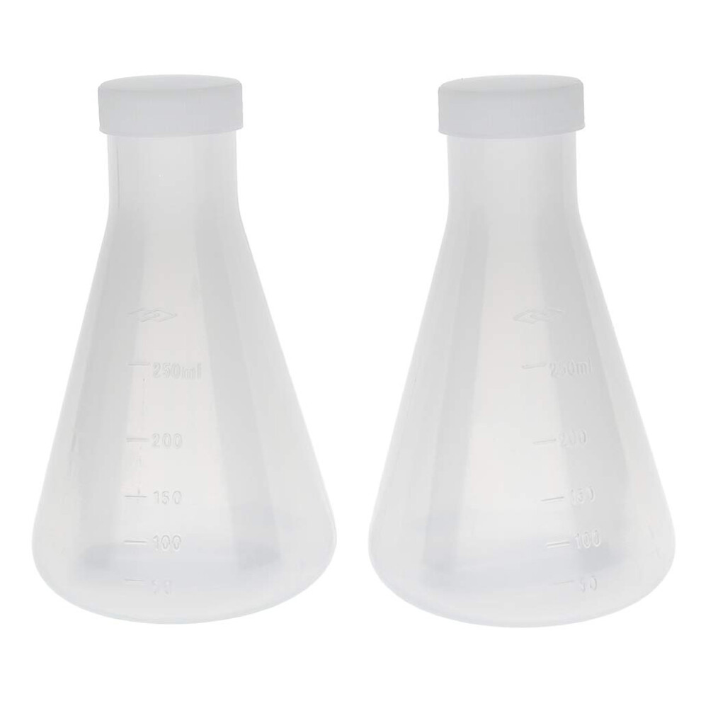 Laboratory Graduated Plastic Conical Flask, Measurable, Smooth Thick Wall, Two Bottles of 250Ml-image-OPC-PGZVP7G-NEW