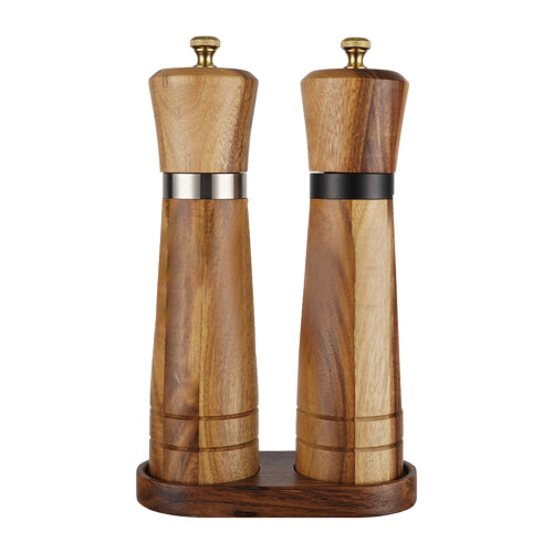 Salt and Pepper Grinder Set,Wooden Mill Shaker Easy Adjustable Ceramic Coarseness Large Refillable 1