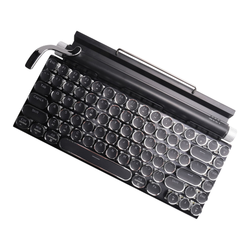 Retro Typewriter Keyboard Wireless Bluetooth USB Mechanical Punk Keycaps for Desktop PC/Laptop/Phone-Black 2