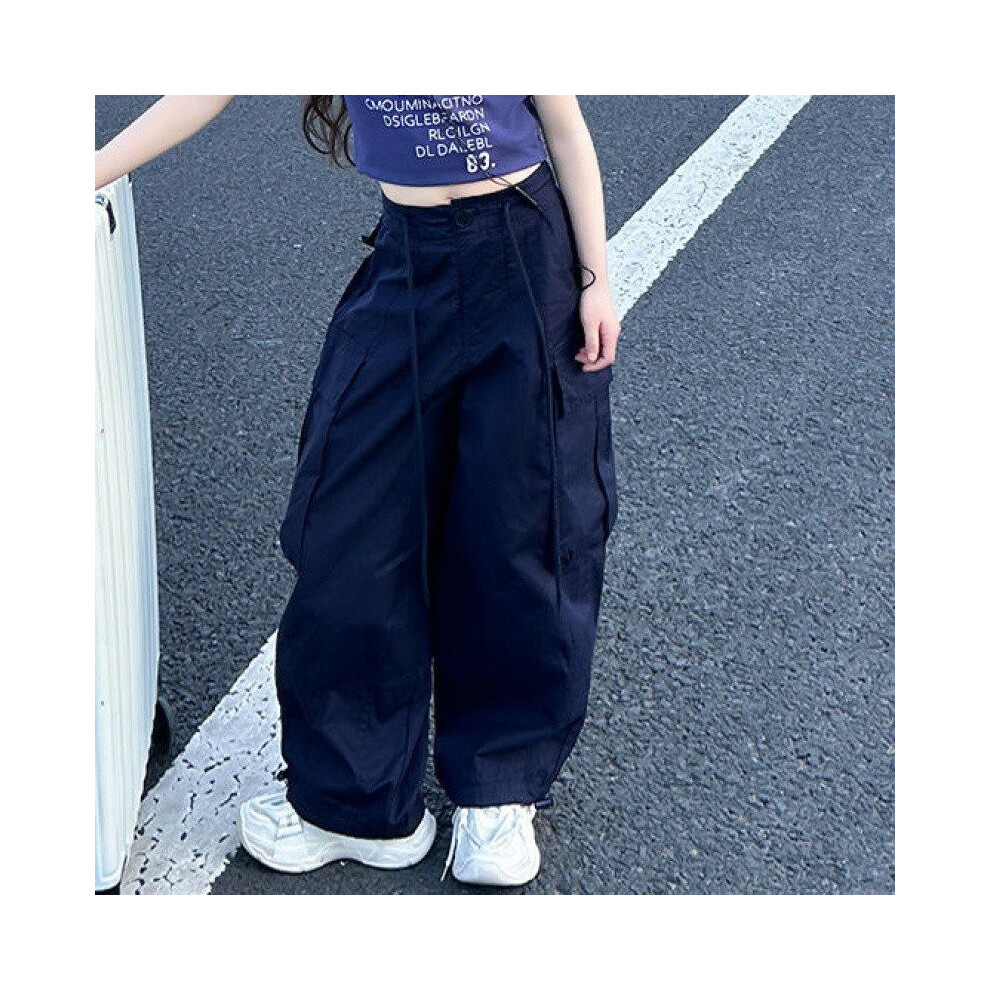 (Navy Pants,150cm/59.06in)Pantalon cargo blanc léger polyvalent pour fille armoire d'été essentiel pour huit âges