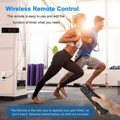Gym Timer,LED Interval Timer Digital Countdown Wall Clock Fitness Timer,1.5Inch Digits Down/Up Stopwatch for Home 2