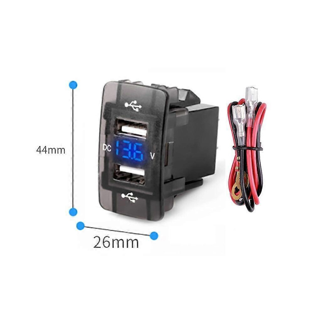 (44*26*40mm) 12-24V 4.2A Dual USB QC Car Socket Charger Quick Charge For Mobile Phone Fast Charge with LED Voltmeter Car Accessories Power Adapter For Toyota