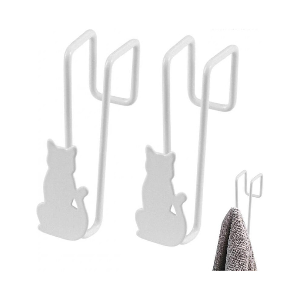 2X Door Hanger Hook, Door Hooks - Cat Pattern Bathroom Towel Hook, Bathroom Towel Holder, Bathroom Hooks, Multipurpose Crown Hanger