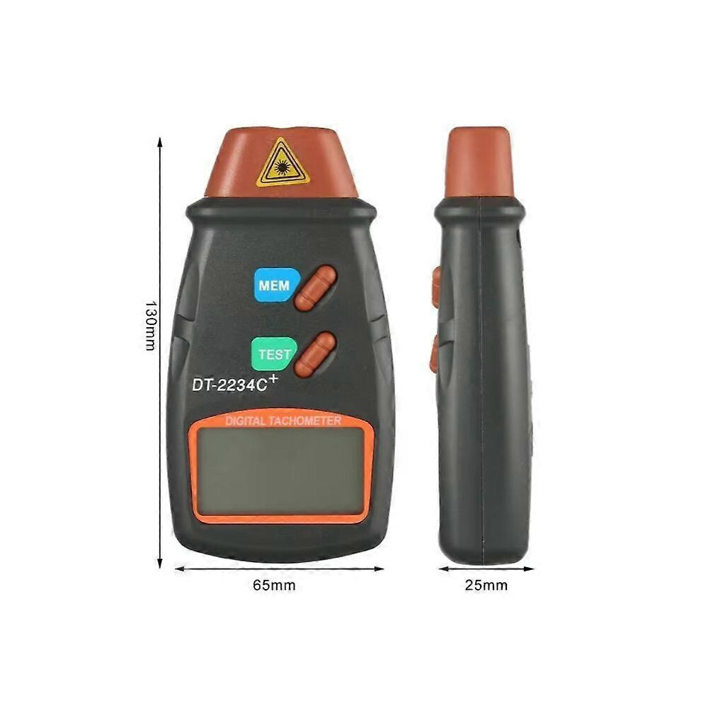 Digital Laser Tachometer Non Contact RPM Tach Rev Counter Motor Speed Gauge Revolution Spin 2.5 to 999.9 RPM DT-2234C