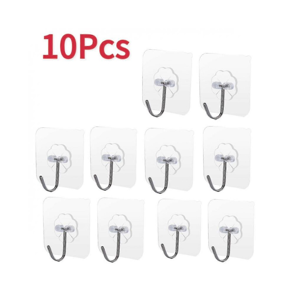 (10PCS) 1-30Pcs Transparent Self Adhesive Wall Hooks Strong Adhesive Door Wall Holder Duty Sticky Hooks Key Towel Hangers For Kitchen Bathroom