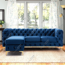 (Black Plush Velvet, Left Hand Facing) SnoozeOnline Plush Velvet L Shaped Corner Sofa Couch Chaise Lounge Suite Settee Left/Right Hand Facing Perfect Living Room