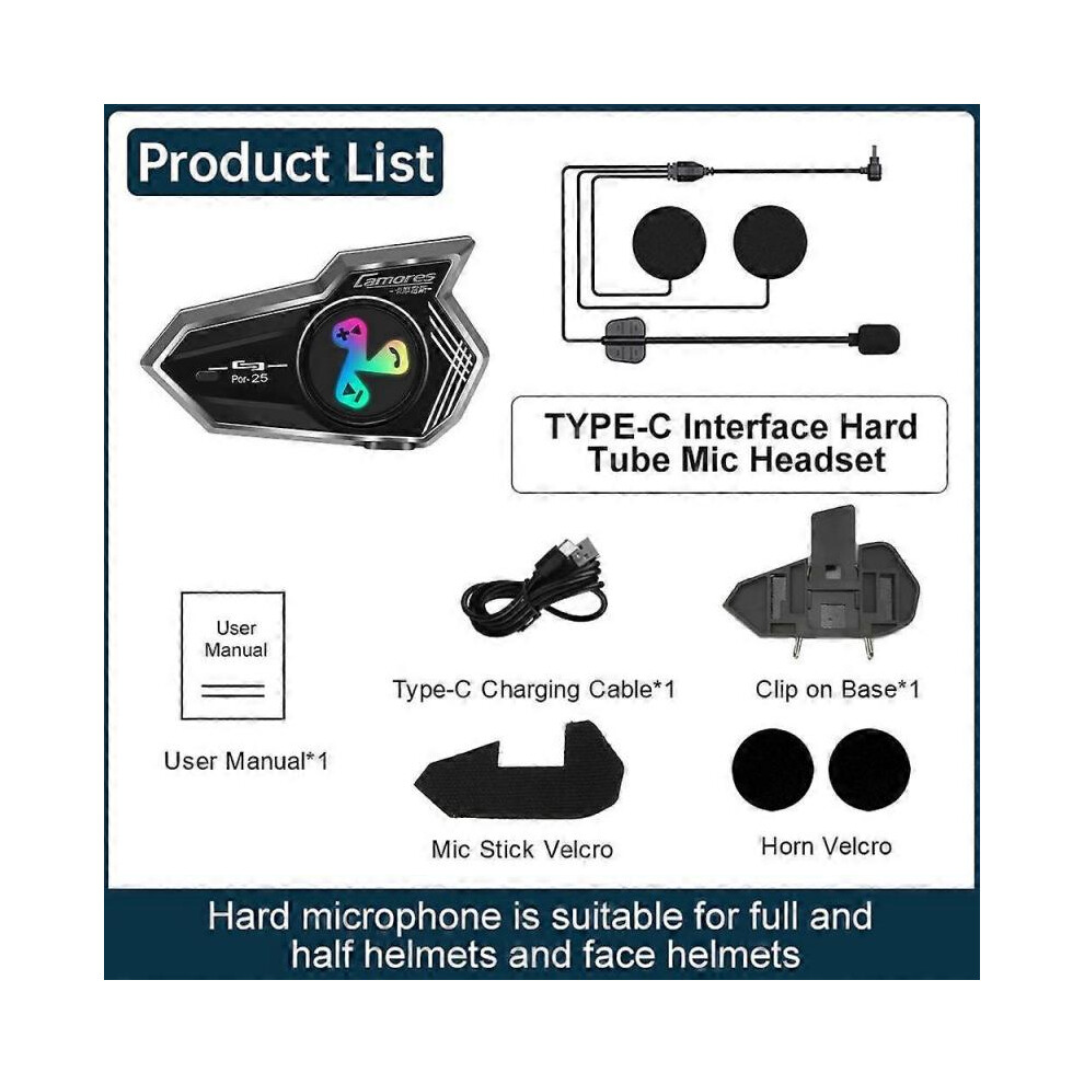 (Soft mic) Bluetooth 5.4 Motorcycle Helmet Headset Stereo IP67 Waterproof Noice Reduction Earphone Wireless Hands-on Talking Super Long Standby Headphone