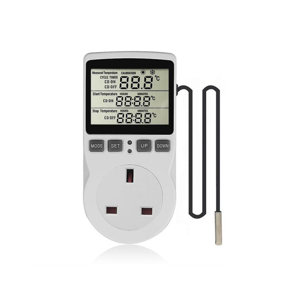 EU/US Timer Socket Thermostat Digital Temperature Controller Power Socket Outlet with Timer Switch Sensor Probe Heating Cooling