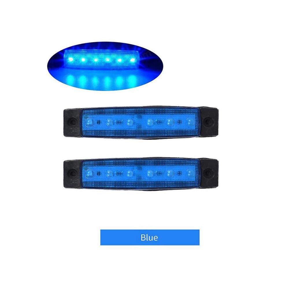 (2 PCS, blue) 2/10PCS Universal 12V/24V 6 Led Car Side Marker Indicators Lights Truck Trailer Light Rear Warning Lamps Auto Signal Brake Lamps