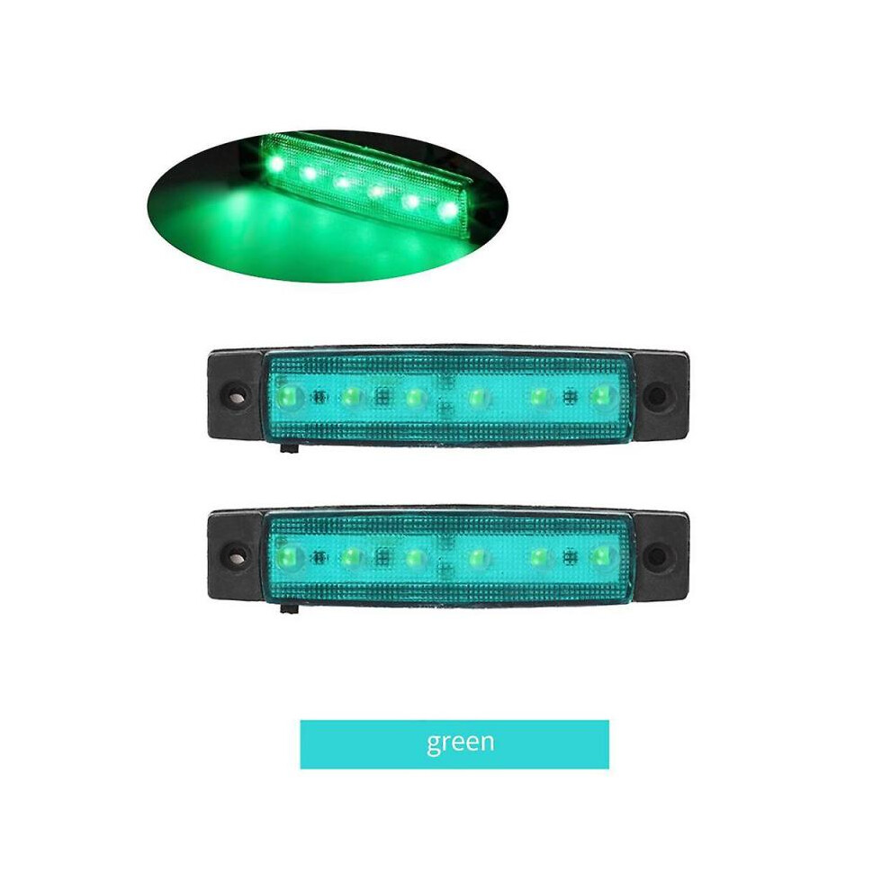 (2 PCS, green) 2/10PCS Universal 12V/24V 6 Led Car Side Marker Indicators Lights Truck Trailer Light Rear Warning Lamps Auto Signal Brake Lamps