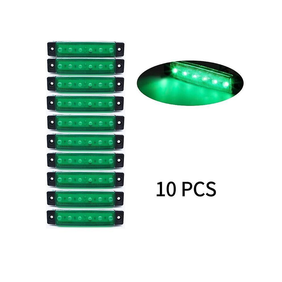 (10 PCS, green) 2/10PCS Universal 12V/24V 6 Led Car Side Marker Indicators Lights Truck Trailer Light Rear Warning Lamps Auto Signal Brake Lamps