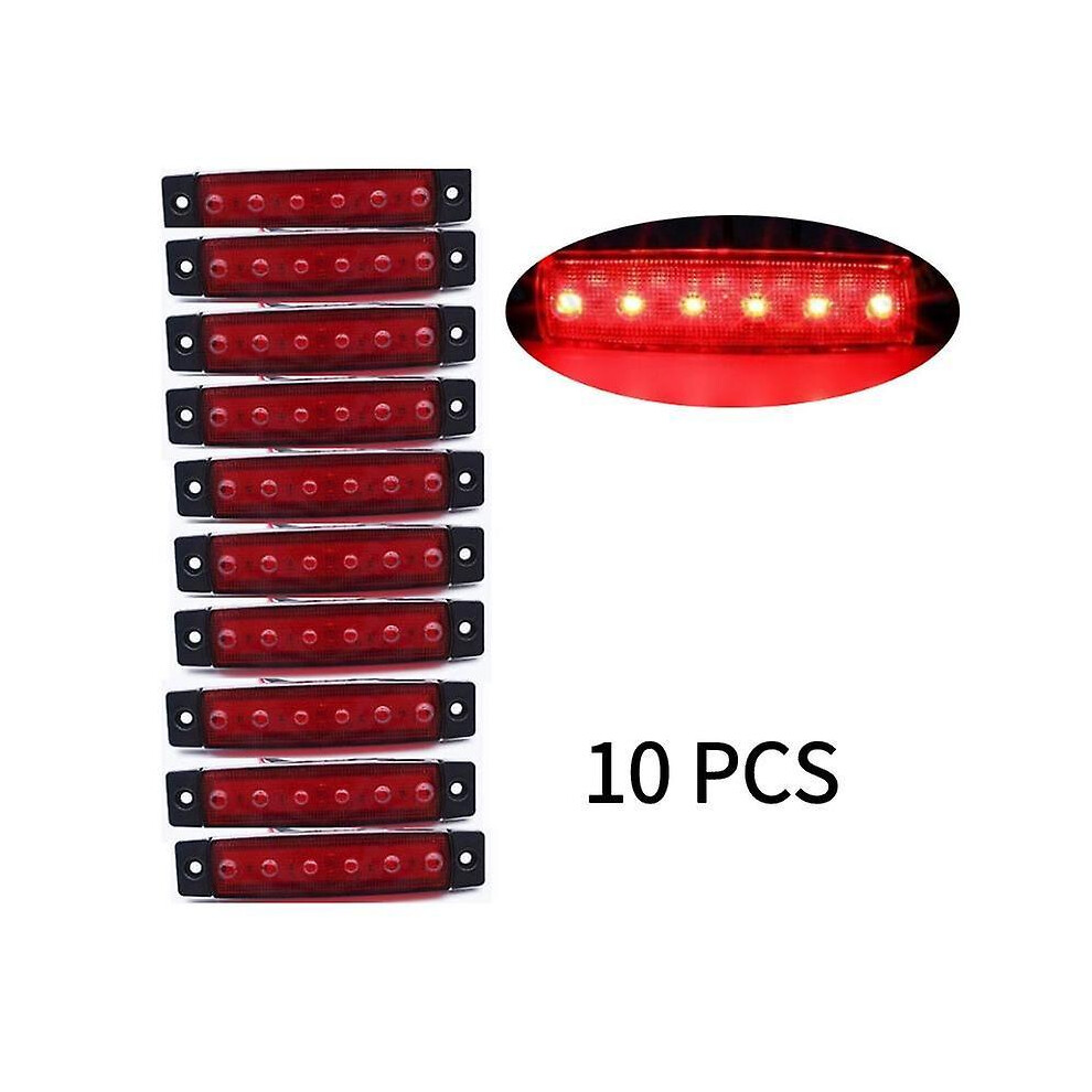 (10 PCS, red) 2/10PCS Universal 12V/24V 6 Led Car Side Marker Indicators Lights Truck Trailer Light Rear Warning Lamps Auto Signal Brake Lamps
