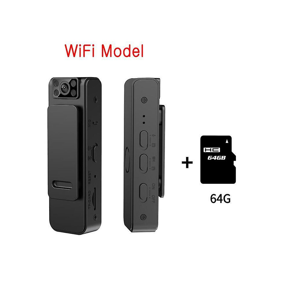 (Camera with 64GB card) L8 Mini Camera Video Audio Recorder HD 1080P Conference Outdoor Sports Loop Recording Camcorder Lavalier Camera Magnetic Backclip