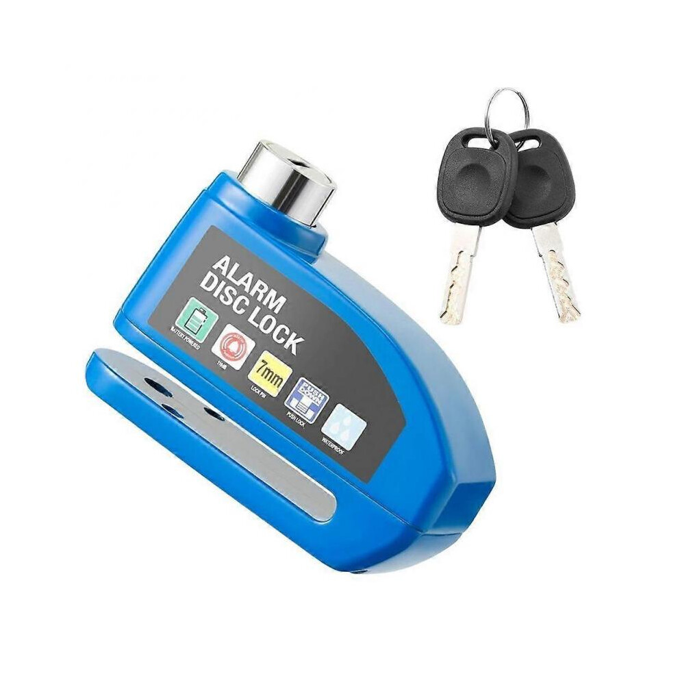 (blue) Security Anti-Theft Bicycle Motorcycle Wheel Disc Brake Lock with Alarm Aluminum Alloy Safety Bicycle Locks for E-Bike Bicycle Scooter