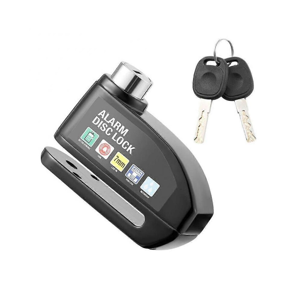 (black) Security Anti-Theft Bicycle Motorcycle Wheel Disc Brake Lock with Alarm Aluminum Alloy Safety Bicycle Locks for E-Bike Bicycle Scooter