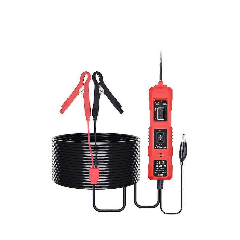(red) Automotive Electric Circuit Tester Car Electrical System Tester Car Truck Circuit Scanner Pen With LED Light Digital Display Vehicle Diagnostic Tool