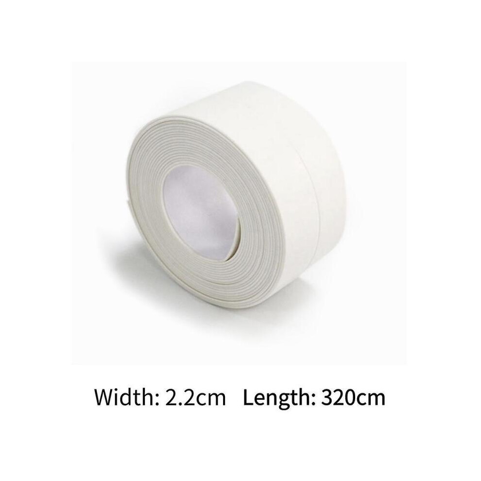 (2.2CM x 320CM, white) PVC Bathroom Kitchen Shower Waterproof Mould-Proof Tape Sink Bath Sealing Strip Toilet Gap Caulk Strip Strong Self Adhesive Tape