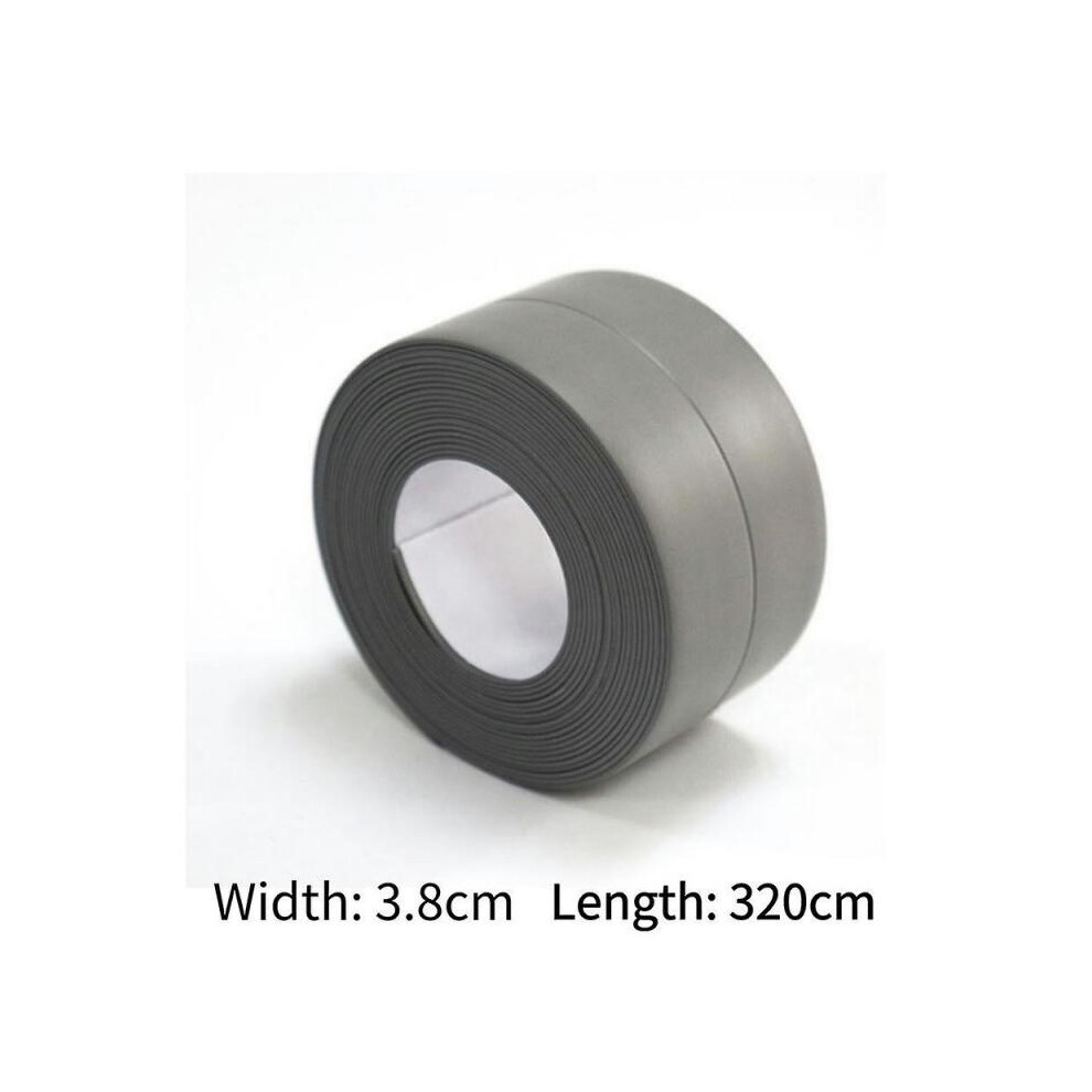 (3.8CM x 320CM, grey) PVC Bathroom Kitchen Shower Waterproof Mould-Proof Tape Sink Bath Sealing Strip Toilet Gap Caulk Strip Strong Self Adhesive Tape