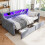 Upholstered bed, 3FT single bed 90x190cm, Daybed sofa bed With light strip 1