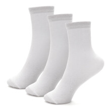 (3-6 Years, White) Kids Girls Boys Plain Crew Pack Of 3 Cotton Socks