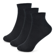 (3-6 Years, Black) Kids Girls Boys Plain Crew Pack Of 3 Cotton Socks