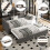 (Linen) Upholstered Bed bottom with trundle bed easy assembly 3FT single bed 7