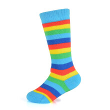 (3-6 Years, Aqua) Girls Colourful Striped Welly Wellington Socks