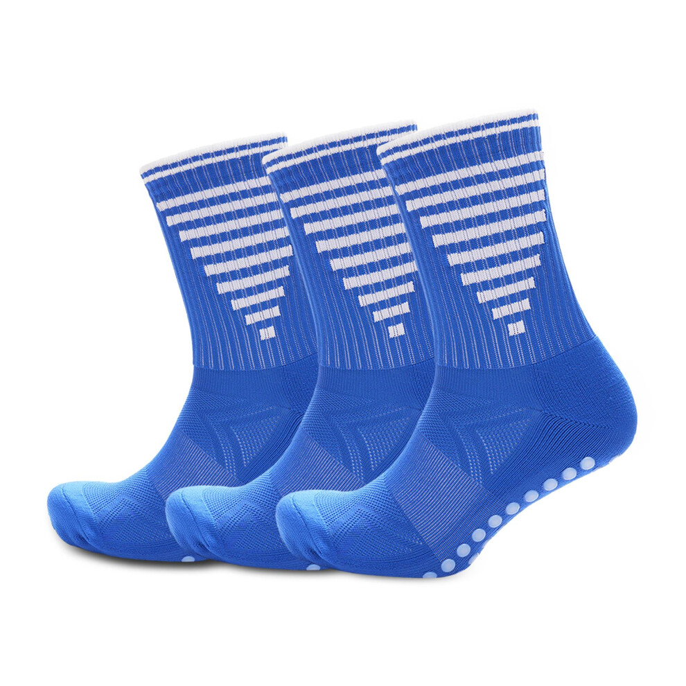 (6 - 8 Years, Blue) Mens 3 Pack Football Grip Breathable Sports Socks-image-OPC-PGZW2N2-NEW