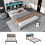 (4ft6 double bed 135x190cm) Upholstered Bed door storage With LED light strip, 3 USB port+1 Type C 6