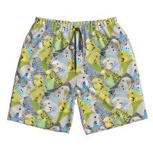(Budgie Parakeets_5415) Famgem Men's Beach Shorts Hawaiian Swim Trunks with Pockets Quick Dry Board Swimwear Bathing Graphic Printed Suit for Surfing Lounge Running Gifts
