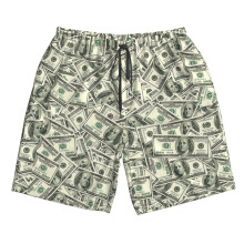 (100 US Dollars, American Dollar Bill Gift_5050) Famgem Men's Beach Shorts Hawaiian Swim Trunks with Pockets Quick Dry Board Swimwear Bathing Graphic Printed Suit for Surfing Lounge Running Gifts